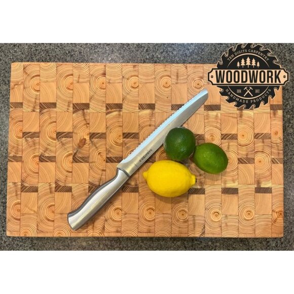 Handcrafted Cedar & Pine Wooden End Grain Cutting Board  Premium Solid Wood - Picture 6 of 12